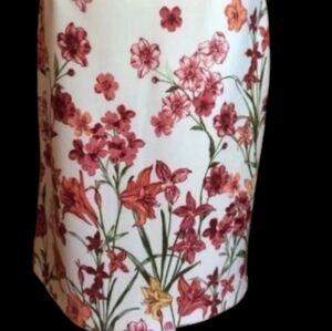 Roz & Ali Floral Midi Skirt - White and Red